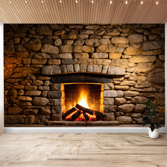 Rustic Fire Place Wall Stickers - Posterify
