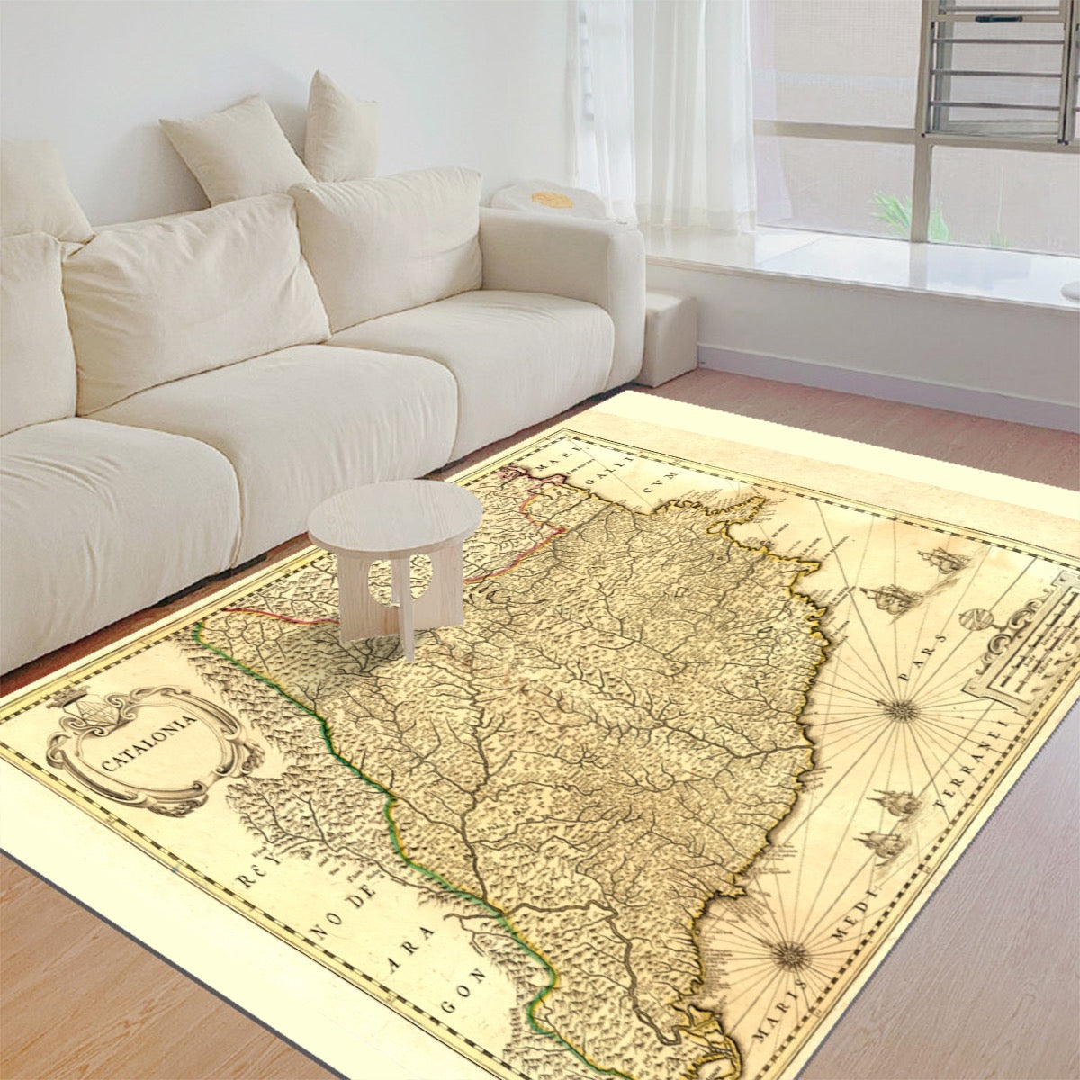 Vintage Map of Catalonia anno 1638 Floor Mat - Posterify