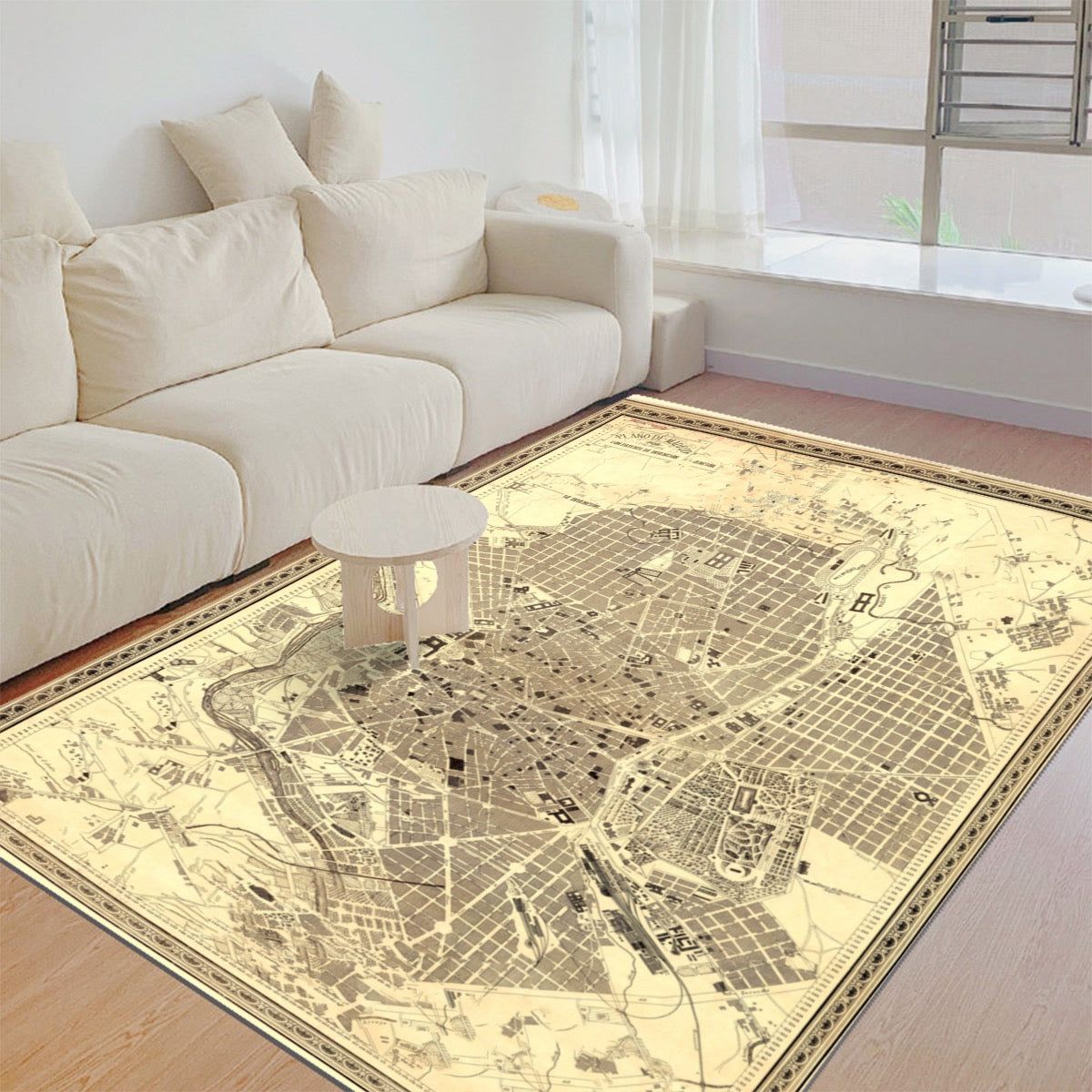 Vintage Map of Madrid City anno 1890 Floor Mat - Posterify