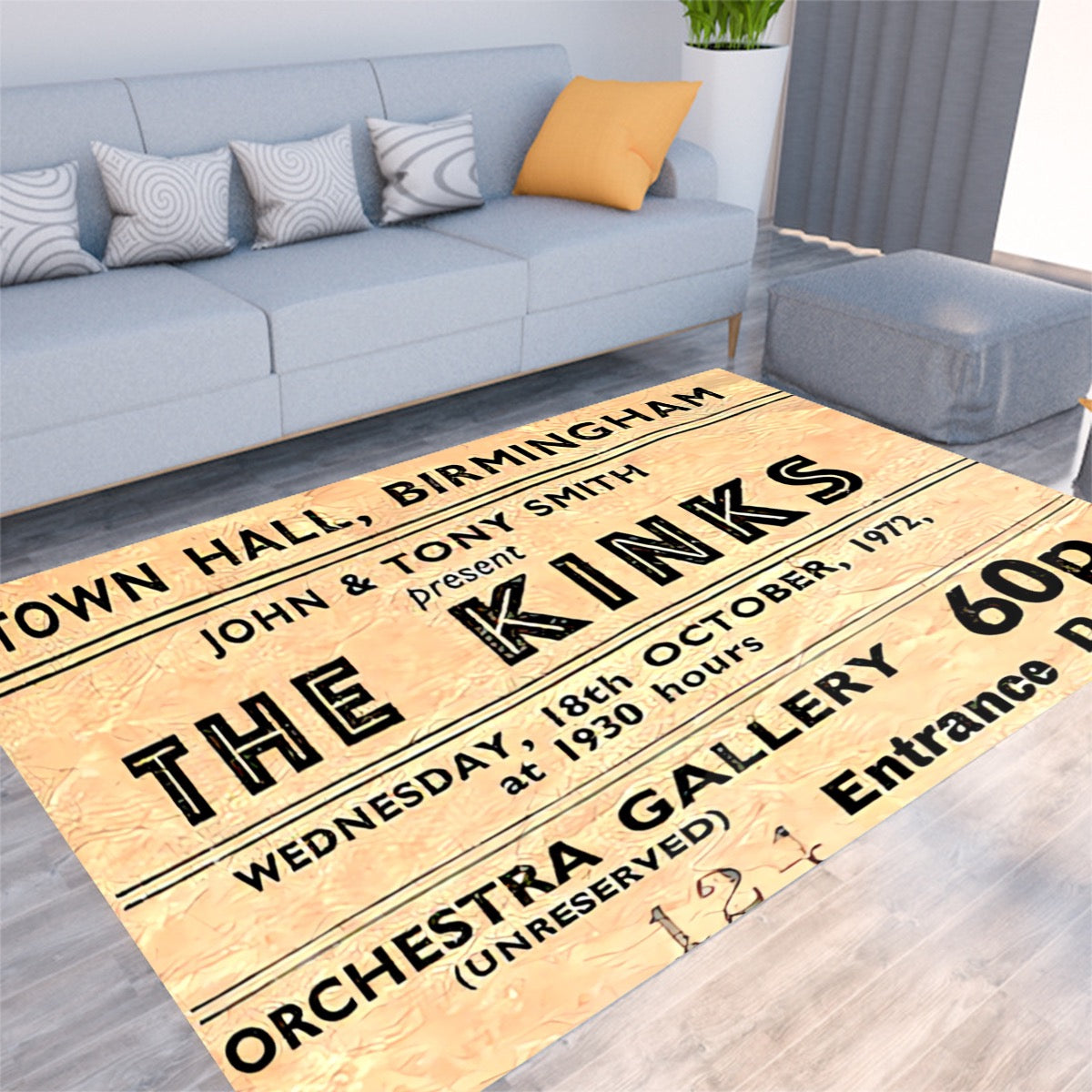 The Kinks Original Vintage Ticket Living Room Floor Mat - Posterify