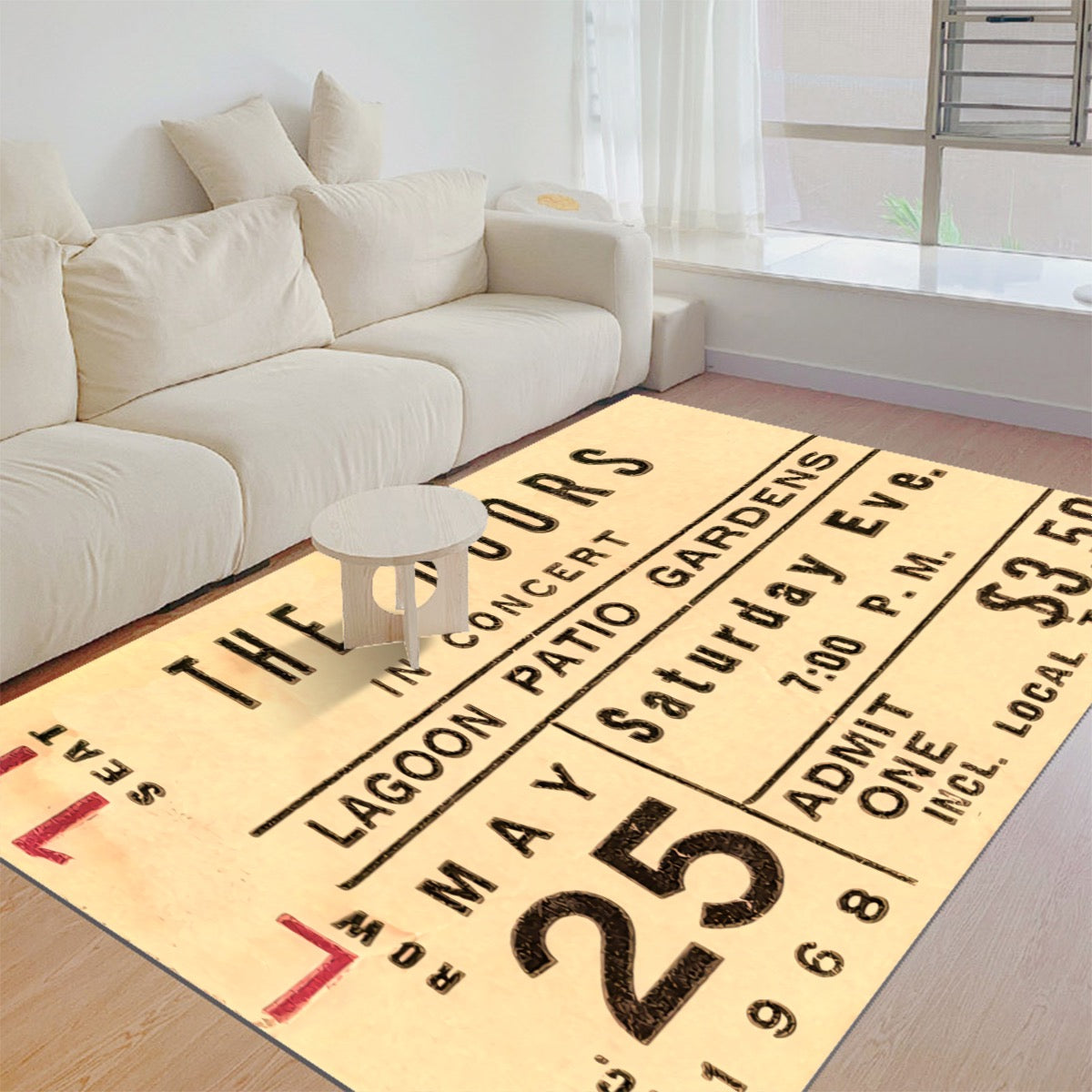 The Doors Original Concert Ticket Living Room Floor Mat - Posterify