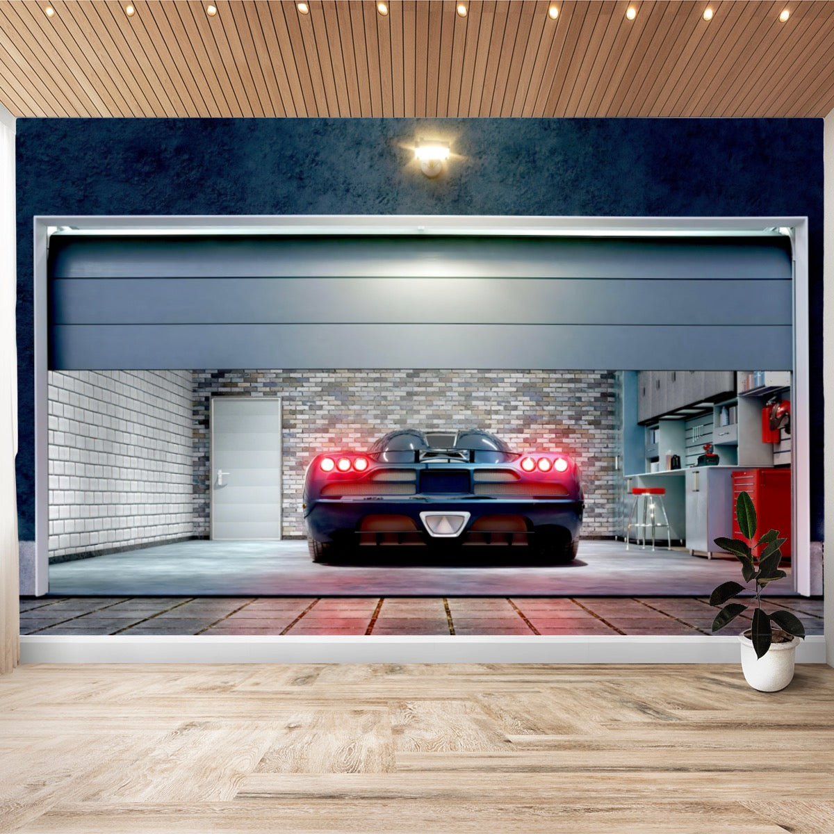 My Sports Car Garage Wall Paper Stickers - Posterify
