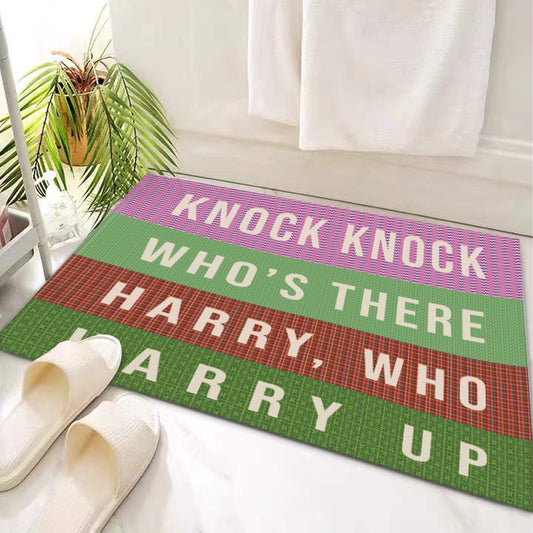 Door Mat 'Knock Knock, Who's There, Harry, Who, Hurry Up' - Posterify
