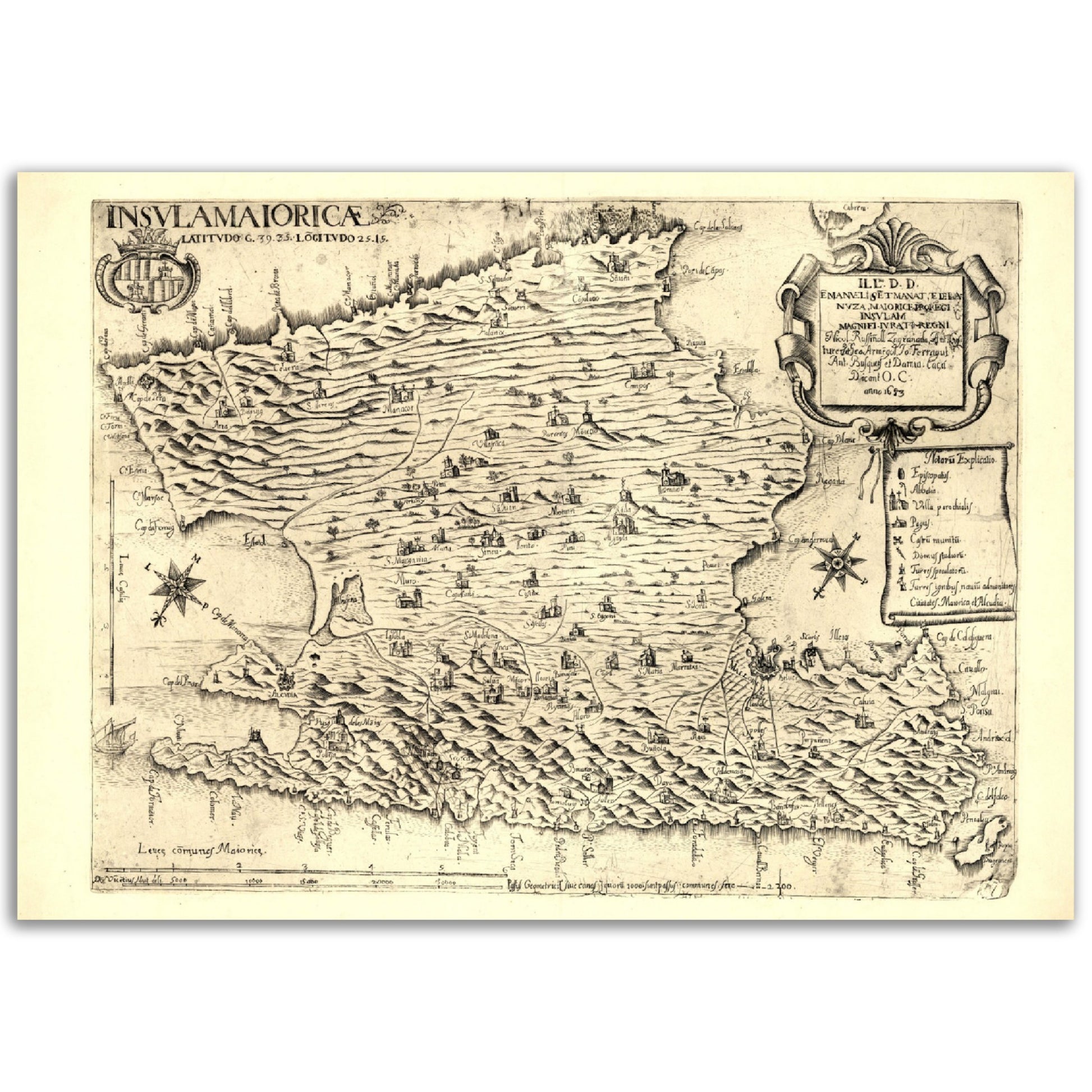 Vintage Mallorca Map Anno 1683 Reprint on Premium Matte Paper - Posterify
