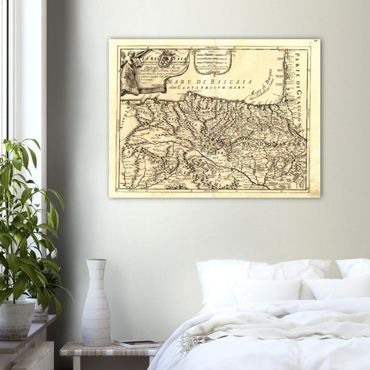 Vintage Biscay Map Anno 1696 Reprint on Premium Matte Paper