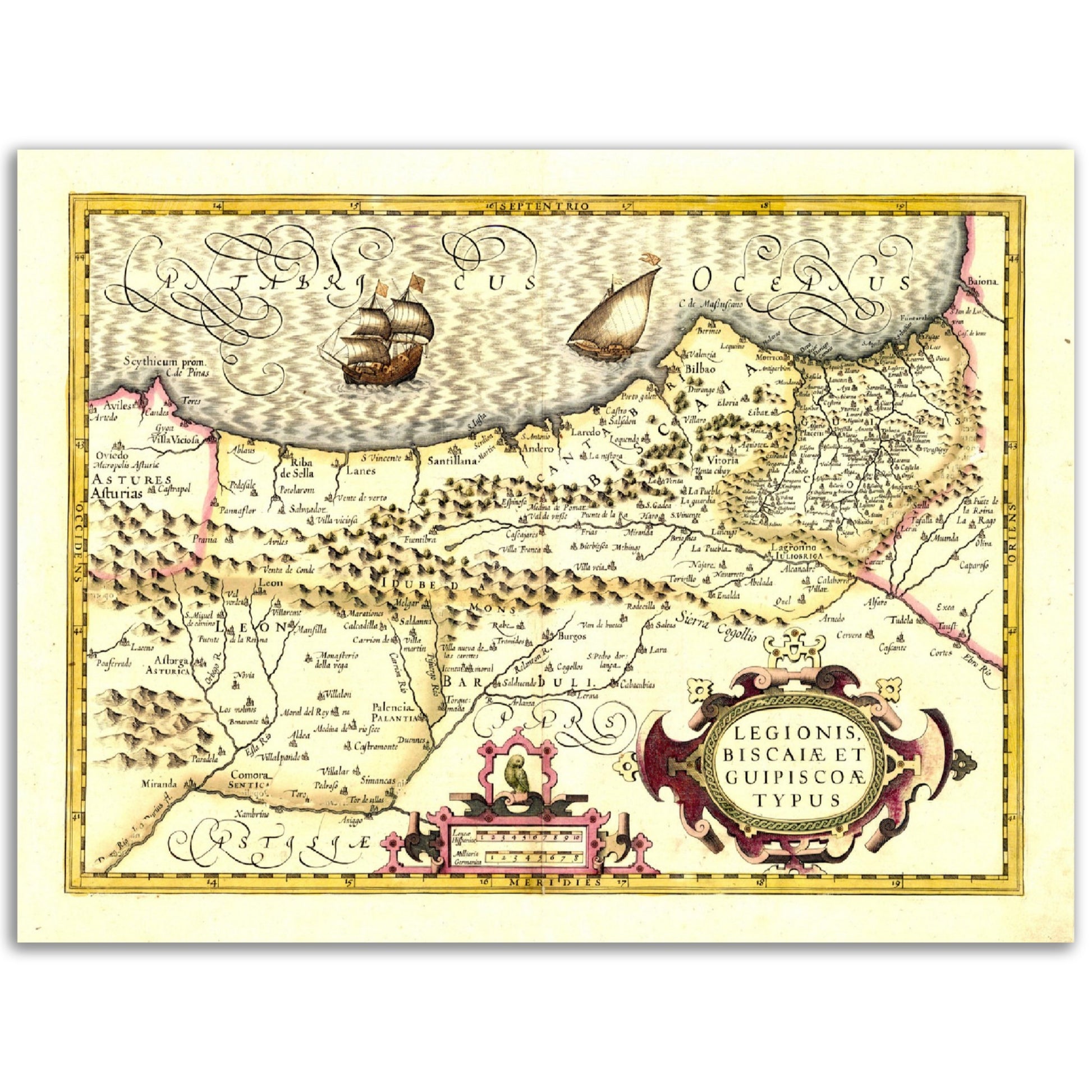 Vintage Nautic Biscay Map Anno 1606 Reprint on Premium Matte Paper - Posterify