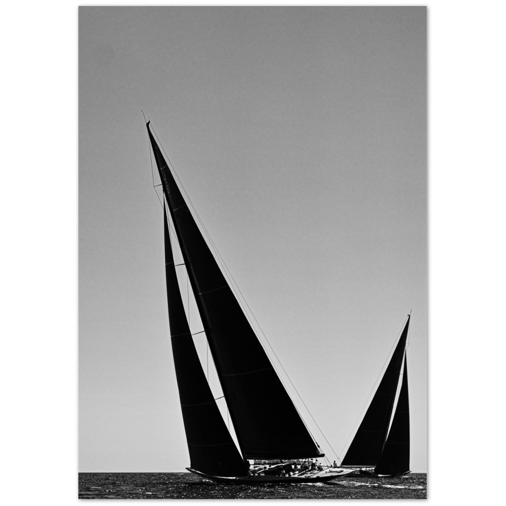 Black and White J-class Yacht poster on Premium Semi-Glossy Paper Poster (Legacy)
