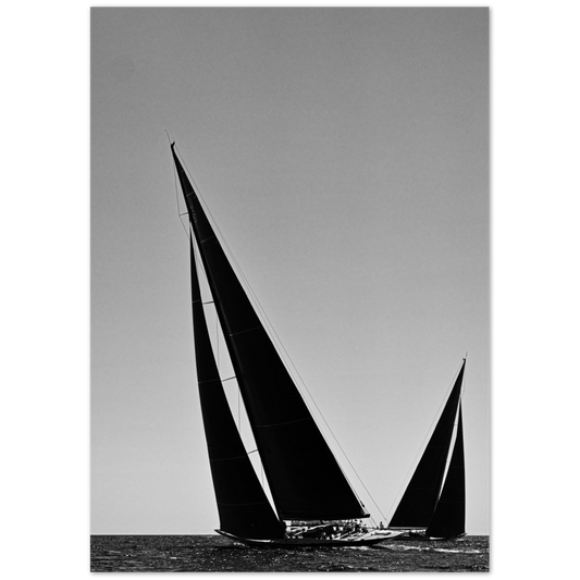 Black and White J-class Yacht poster on Premium Semi-Glossy Paper Poster (Legacy)