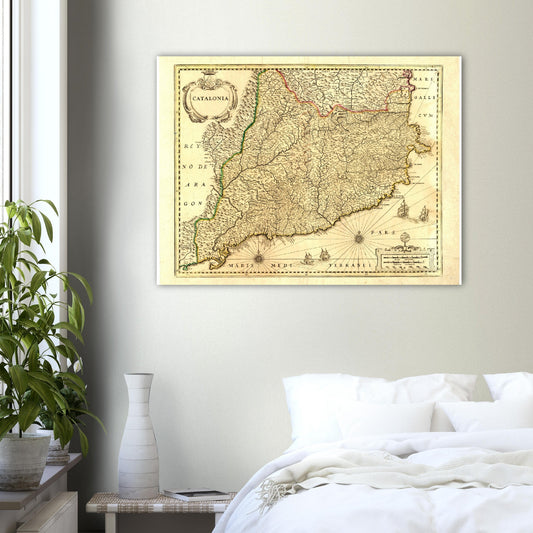 Vintage Catalonia Map 1638 Reprint on Premium Matte Paper