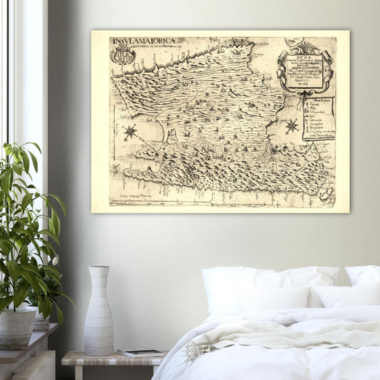 Vintage Mallorca Map Anno 1683 Reprint on Premium Matte Paper