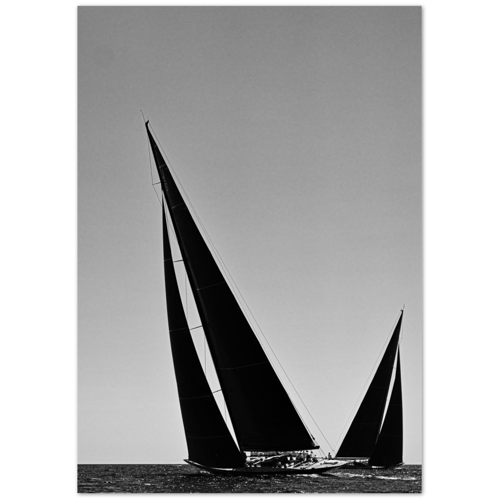 Black and White J-class Yacht poster on Premium Semi-Glossy Paper Poster (Legacy) - Posterify